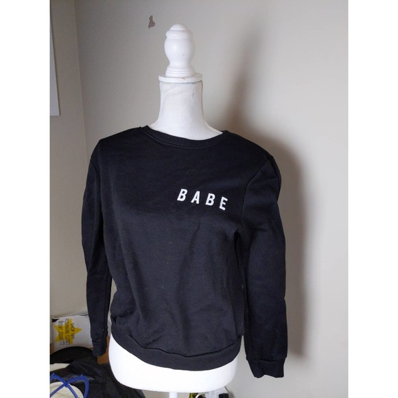 BABE black crew neck pullover Small Crewneck Sweatshirt - Picture 4 of 12